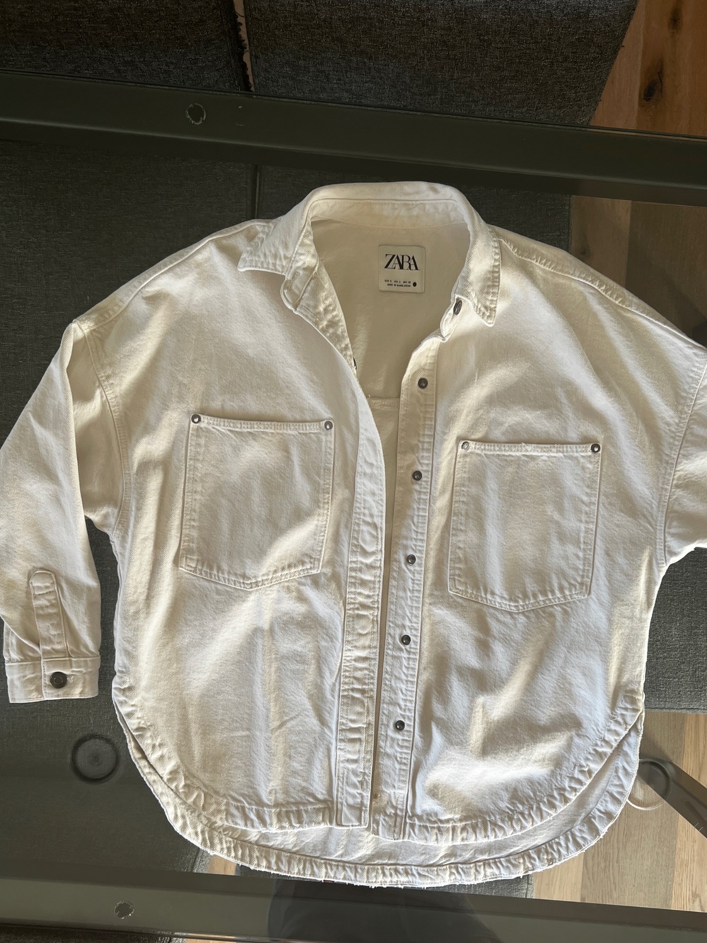 Zara cream button down Shirt Jacket
